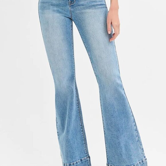 RISEN Full Size Tummy Control Elastic Band High Rise Flare Jeans Plus Size - Picture 3 of 7